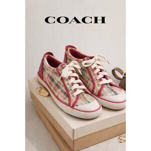 Coach Authentic Plaid Barrett Poppy Sneakers Sz. 7